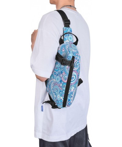 Cow Brown Sling Bags For Men And Women, Chest Bag Crossbody Sling Daypack For Hiking Bike Travel Blue Floral $11.87 Backpacks