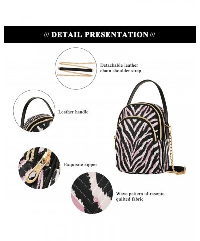 Leopard Print Pink Crossbody Bags for Women Quilted Chain Crossbody Purses Trendy Wildlife Pattern Cross Body Phone Purse Han...