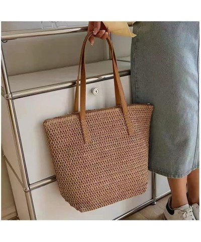 Straw Beach Bag Large Woven Bag Handbag Women's Tote Bag Summer for Travel Crossbody Shoulder Bags (Color : J) H $11.86 Totes