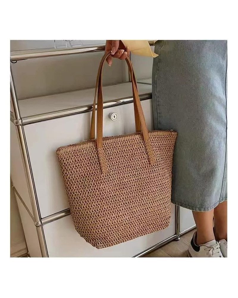 Straw Beach Bag Large Woven Bag Handbag Women's Tote Bag Summer for Travel Crossbody Shoulder Bags (Color : J) H $11.86 Totes