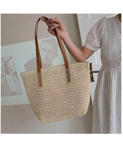 Straw Beach Bag Large Woven Bag Handbag Women's Tote Bag Summer for Travel Crossbody Shoulder Bags (Color : J) H $11.86 Totes