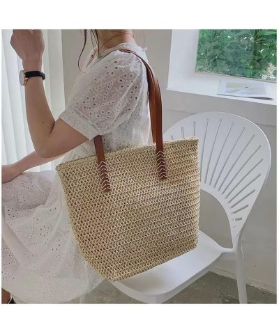 Straw Beach Bag Large Woven Bag Handbag Women's Tote Bag Summer for Travel Crossbody Shoulder Bags (Color : J) H $11.86 Totes