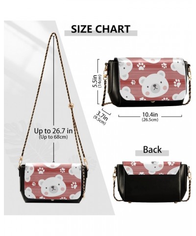 Red-background Bear Faces Stylish Leather Clamshell Crossbody Handbag with Detachable Adjustable shoulder strap $21.99 Crossb...