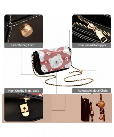 Red-background Bear Faces Stylish Leather Clamshell Crossbody Handbag with Detachable Adjustable shoulder strap $21.99 Crossb...