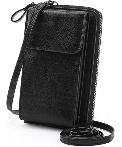 Small Crossbody Bags Vegan Leather Cell Phone Bag Wallet Purses Adjustable Strap Black $9.00 Crossbody Bags