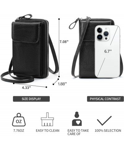 Small Crossbody Bags Vegan Leather Cell Phone Bag Wallet Purses Adjustable Strap Black $9.00 Crossbody Bags