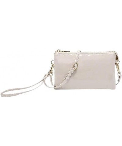 Riley Wristlet - High Shine Gloss - Adjustable/Detachable Strap - Vegan Leather Crossbody Handbag Pale Greige $22.77 Crossbod...