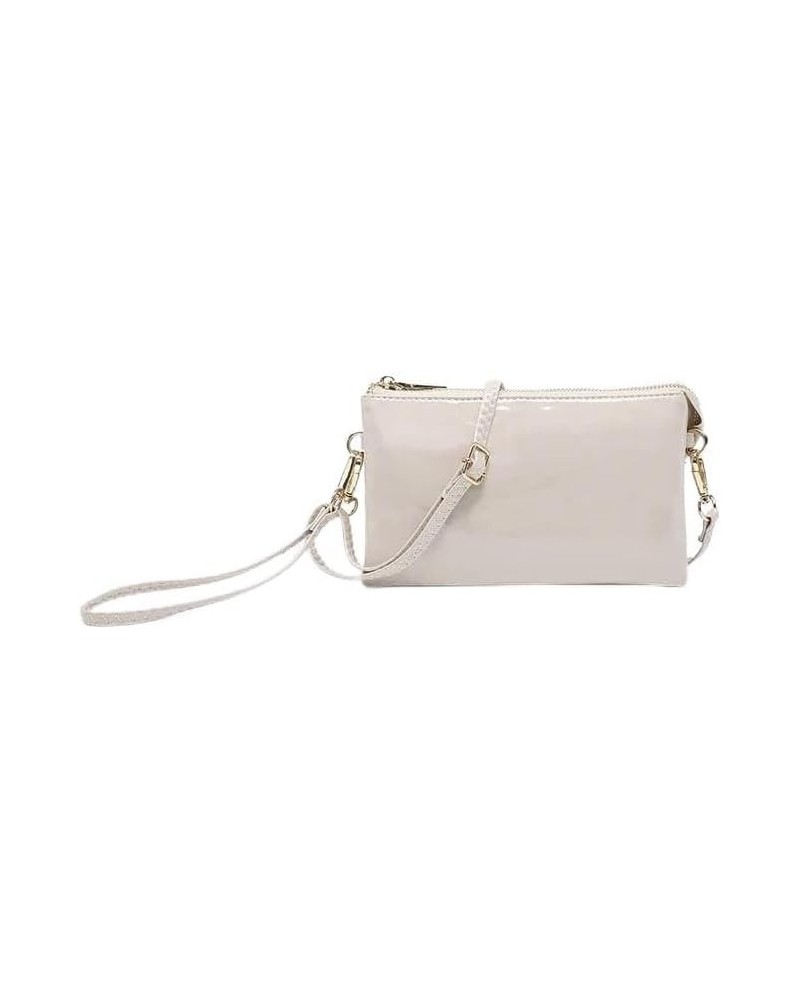 Riley Wristlet - High Shine Gloss - Adjustable/Detachable Strap - Vegan Leather Crossbody Handbag Pale Greige $22.77 Crossbod...