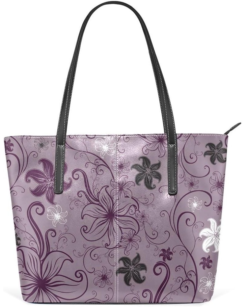 Handbags for Women Tote Bags with 11.08"(L) x 3.54"(W) x 11.02"(W) - Colored Flowers Purple Flowers $17.19 Totes