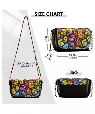 Cartoon Colorful Numbers Black Crossbody Bag for Womens Waterproof Black Bag with Adjustable Strap Small Purse $21.31 Crossbo...