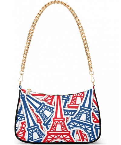 Shoulder Bag Paris Eiffel Tower Blue Red Women Clutch Handbag Shoulder Purch Boho Bag Date Chain Bag Tote Bag Spring Holiday ...