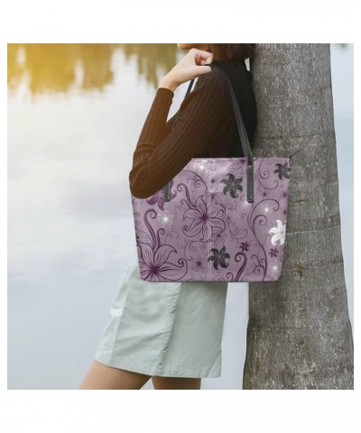 Handbags for Women Tote Bags with 11.08"(L) x 3.54"(W) x 11.02"(W) - Colored Flowers Purple Flowers $17.19 Totes