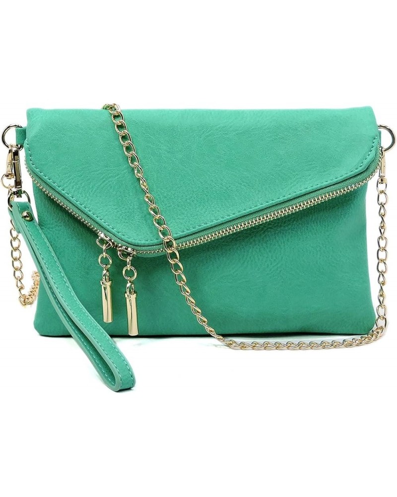 Envelope Wristlet Clutch shoulder Crossbody Bag with Chain Strap Turquoise $10.33 Wristlets