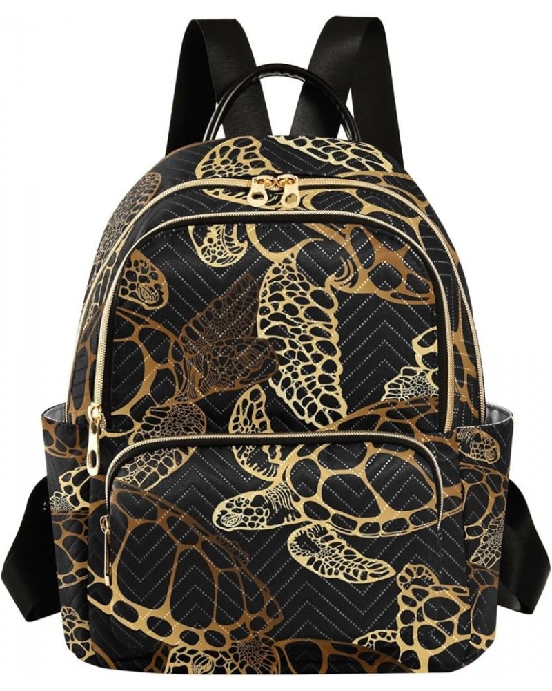 Small Backpack for Women Travel Bag Sea Turtle Golden Boho Daypack Purse Fashion Shoulder Bag Rucksack Small A398 $12.74 Back...