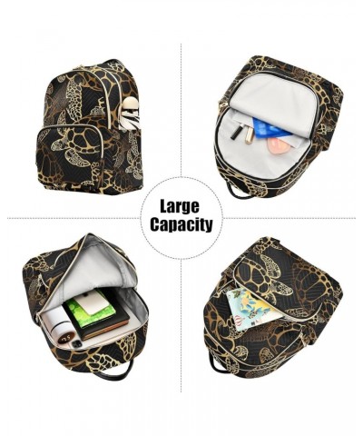 Small Backpack for Women Travel Bag Sea Turtle Golden Boho Daypack Purse Fashion Shoulder Bag Rucksack Small A398 $12.74 Back...