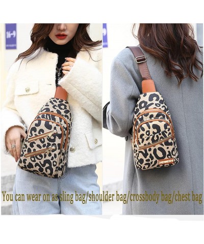 Women's Leopard Chest Bag Sling Bag for Women Sling Crossbody Bag Chest Backpack Bag Satchel Daypack Purse 1 Zip $11.39 Backp...