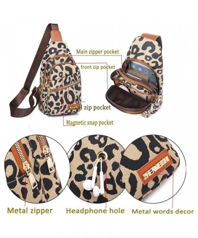 Women's Leopard Chest Bag Sling Bag for Women Sling Crossbody Bag Chest Backpack Bag Satchel Daypack Purse 1 Zip $11.39 Backp...