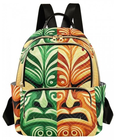 Medium Fashion Backpack for Women Double Tiki Print Ladies Travel Daypack Aesthetic Shoulder Bag 10.2×5.1×12.5 IN $18.00 Back...