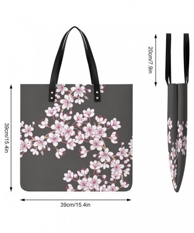 Cherry Blossom Printed Tote Bag for Women Fashion Handbag with Top Handles Shopping Bags for Work Travel $19.37 Totes