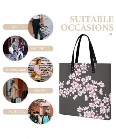 Cherry Blossom Printed Tote Bag for Women Fashion Handbag with Top Handles Shopping Bags for Work Travel $19.37 Totes