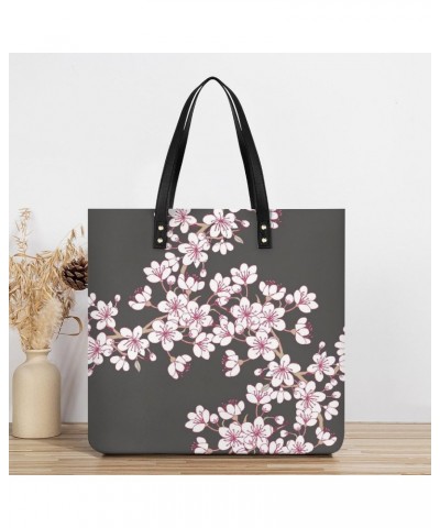 Cherry Blossom Printed Tote Bag for Women Fashion Handbag with Top Handles Shopping Bags for Work Travel $19.37 Totes