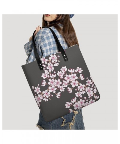 Cherry Blossom Printed Tote Bag for Women Fashion Handbag with Top Handles Shopping Bags for Work Travel $19.37 Totes