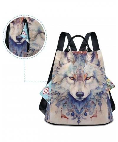 White Wolf Portrait Women Backpack, Fashion Anti Theft Casual Daypack Shoulder Bag Purse for Travel Work 15 inches $18.86 Bac...