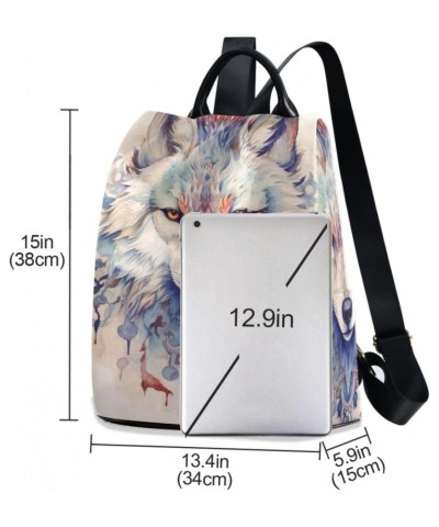 White Wolf Portrait Women Backpack, Fashion Anti Theft Casual Daypack Shoulder Bag Purse for Travel Work 15 inches $18.86 Bac...