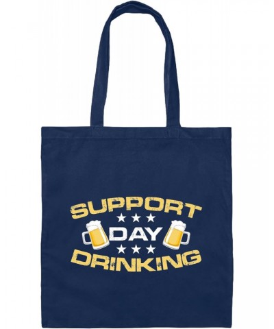 Funny Drinking Gift for Day Drinking Fans Navy Black Multicolor Canvas Tote Bag $13.92 Totes