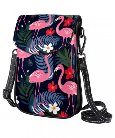 Crossbody Bags for Women,Crossbody Bag Men,Small Sling Bag,Flamingos Tropical Green Leaves,Crossbody Purse $13.66 Crossbody Bags