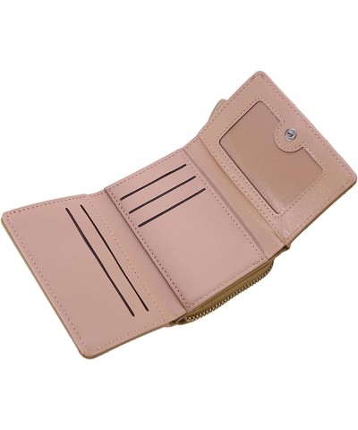 Embroidered Heart Tri-Fold Small Wallet Card Holder PU Leather Ladies Wallet(Light purple) Khaki $7.51 Wallets