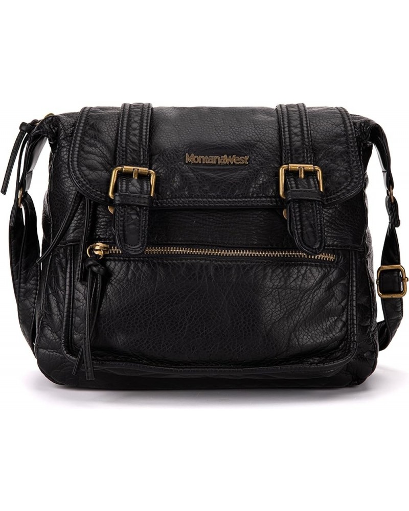 Crossbody Bag for Women Messenger Bags Multi Pocket Shoulder Purse and Handbags B-black $19.71 Shoulder Bags