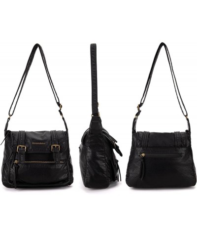 Crossbody Bag for Women Messenger Bags Multi Pocket Shoulder Purse and Handbags B-black $19.71 Shoulder Bags