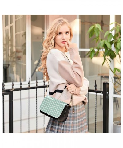 Crossbody Handbag Polka Dot Modern Green PU Leather Shoulder Bag Sturdy Travel Pouch Compact Chic Bag for Women Everyday Use ...