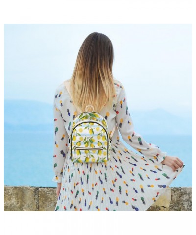 Yellow Lemon Backpack Purse for Women PU Leather Lightweight Ladies Shoulder Fashion Satchel Bags Travel Casual Daypack Lemon...