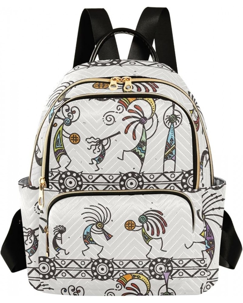 Retro Kokopelli African Mini Backpack Purse for Women, Ethnic Symbols Travel Backpack Fashion Backpack Handbag Shoulder Bag S...