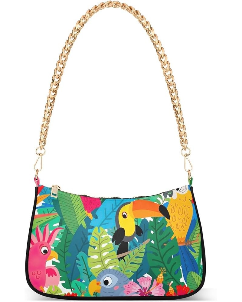 Pink Unicorns Stars Small Fashion Purse Small Handbags for Women Trendy Cute Tropical Birds Jungle $11.50 Totes