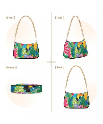 Pink Unicorns Stars Small Fashion Purse Small Handbags for Women Trendy Cute Tropical Birds Jungle $11.50 Totes