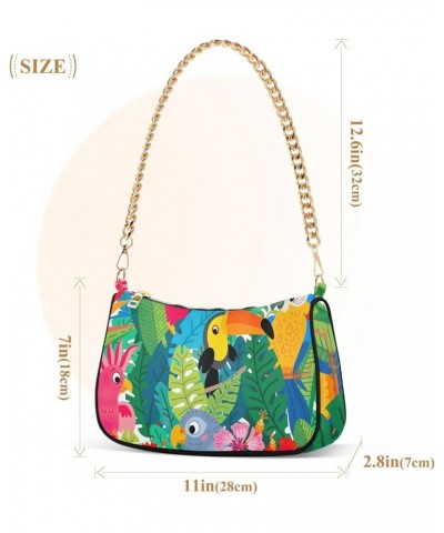 Pink Unicorns Stars Small Fashion Purse Small Handbags for Women Trendy Cute Tropical Birds Jungle $11.50 Totes