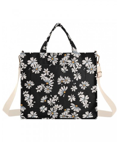 Women Daisy Flower Print Corduroy Tote Bag Casual Handbags Fashion Shoulder Hobo bag $13.71 Totes