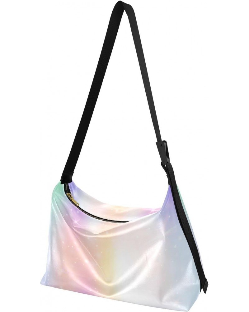 Women Boho Bag Glitter Rainbow Space Shoulder Bag PU Leather Pouch Crossbody Bag Large Tote Handbag For Quick Getaway Weekend...