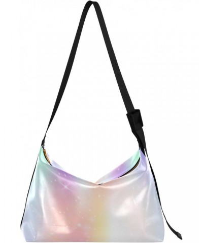 Women Boho Bag Glitter Rainbow Space Shoulder Bag PU Leather Pouch Crossbody Bag Large Tote Handbag For Quick Getaway Weekend...