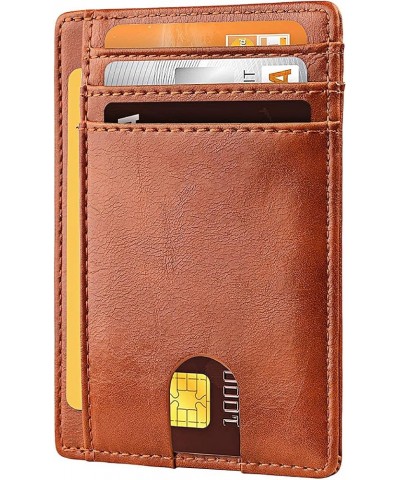 Slim Minimalist Front Pocket RFID Blocking Leather Money Clip Wallets for Men Women, Light Brown Light Brown $5.89 Wallets