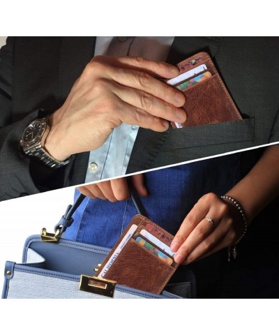 Slim Minimalist Front Pocket RFID Blocking Leather Money Clip Wallets for Men Women, Light Brown Light Brown $5.89 Wallets