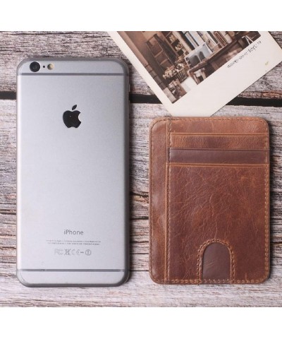 Slim Minimalist Front Pocket RFID Blocking Leather Money Clip Wallets for Men Women, Light Brown Light Brown $5.89 Wallets