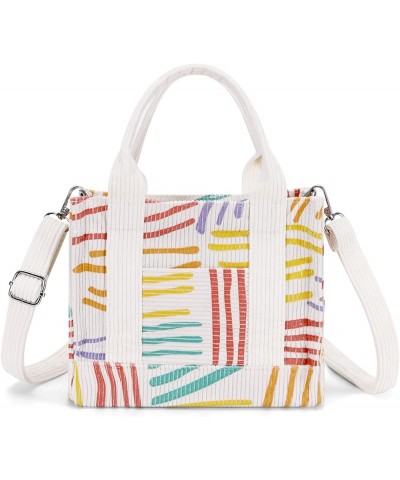 Corduroy Tote Bag Small Satchel Bag for Women Crossbody Bag Purse with Zipper Casual Hobo Handbag A04-striped Graffiti $22.37...