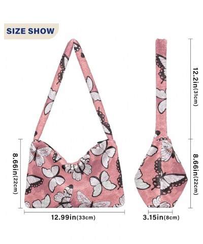 Colorful Butterfly Animal Tote Handbags for Women Ultra Soft Fluffy Shoulder Bag with Zipper Fashion Durable Crossbody Bag fo...