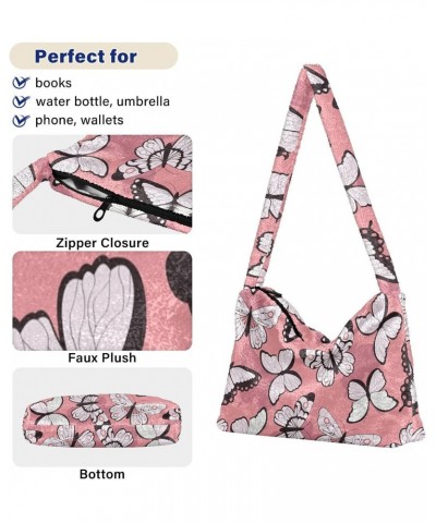 Colorful Butterfly Animal Tote Handbags for Women Ultra Soft Fluffy Shoulder Bag with Zipper Fashion Durable Crossbody Bag fo...