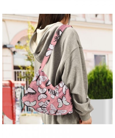 Colorful Butterfly Animal Tote Handbags for Women Ultra Soft Fluffy Shoulder Bag with Zipper Fashion Durable Crossbody Bag fo...