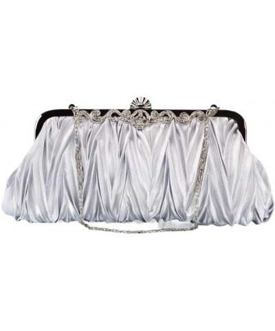 Women's Pleated Dress Bag for Dinner Party and Bridal Events (Color : White) Silver $30.79 Shoulder Bags